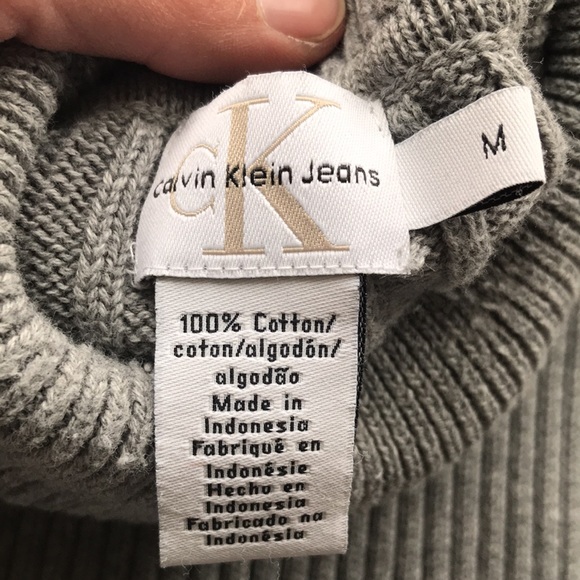 🍄Calvin Klein Jeans Y2K Ribbed Grey Turtleneck (M) - Picture 5 of 7